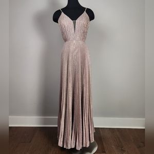 ALYCE Paris blush pink glitter pleated gown